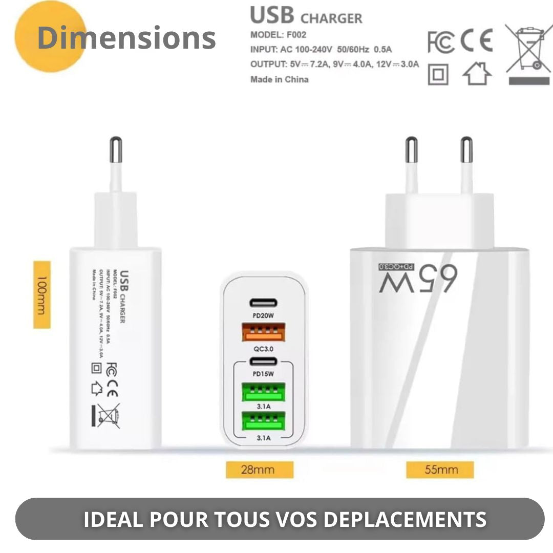 Chargeur Rapide 65W - 5 Ports