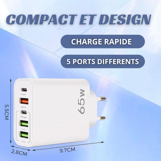 Chargeur Rapide 65W - 5 Ports