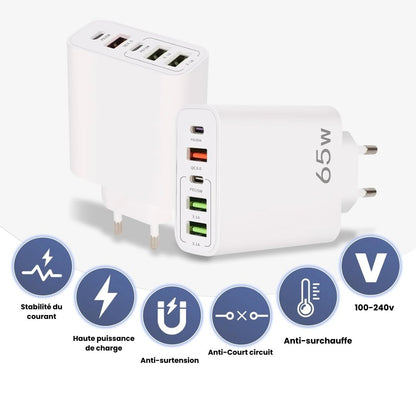 Chargeur Rapide 65W - 5 Ports